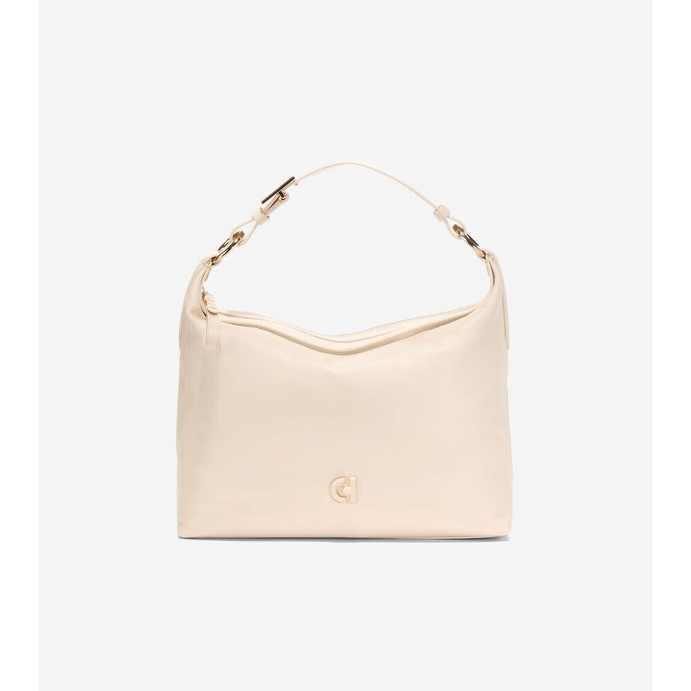Cole Haan Kamila Hobo Bag Women's Beige Leather Adjustable Top Handle ERK122